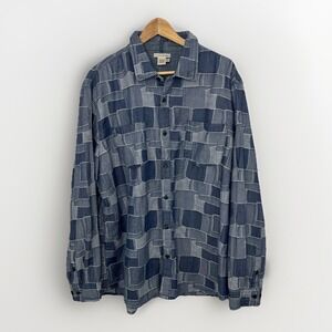 Carbon 2 Cobalt Shirt Sz L Blue Madras Patchwork Long Sleeve Button Up Preppy